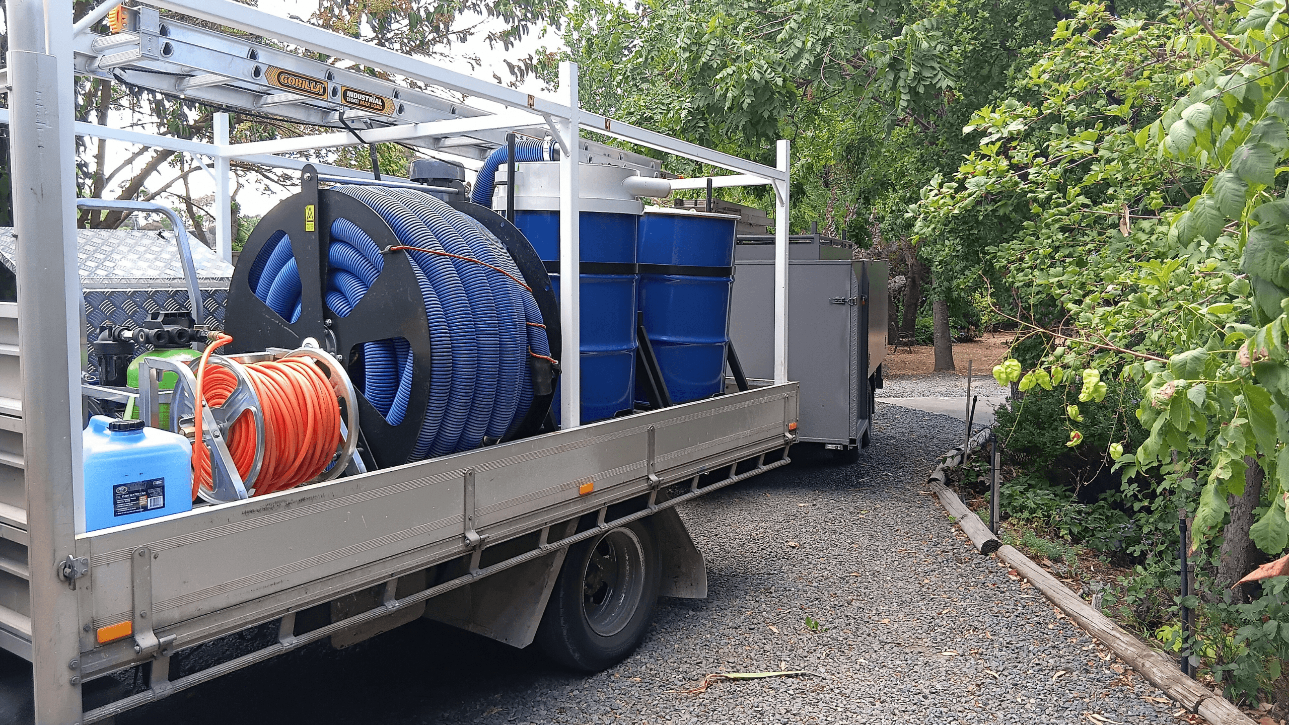 Anderz industrial gutter cleaning equipment on truck